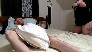 Cheating wife catches her husbands best friend jerking off and lets him fuck her she returns to her husband with a pussy full of cum