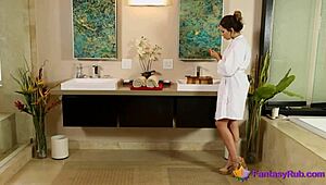 Sexy babe gives perfect massage and gets cock