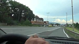 Hairy Claudia bends over wet in the forest for doggystyle.