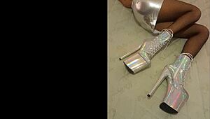 I enjoy wearing silver and fishnet pantyhose