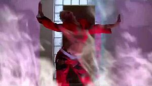 الشرموطة السكسي تعمل ستريبتيز نار بتمزيق الملابس