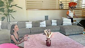 Brunette Mystic Christina BUFFS Crystal Balls with Her Tongue!