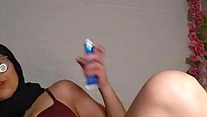 jumping on 12 inches bbc dildo mia niqab