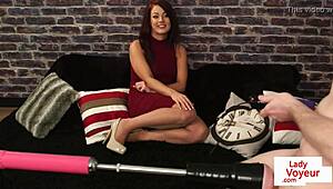 Redhead british voyeur teases humiliated sub