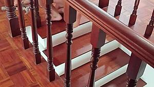 Young housewife stepmom gets stuck and fucked hard, pov blowjob, cumshot facial, rough doggystyle, big pussy lips.