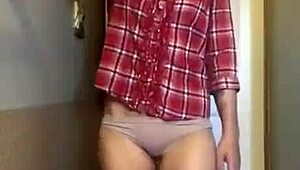 petite milf teases with underwear and full bottom