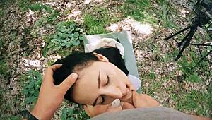 pov bts freeuse wichsen am Pferdeschwanz brünette während Meditation - riesiges free use Facial