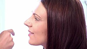 brunette lesbian teen uses dildos to make each other cum