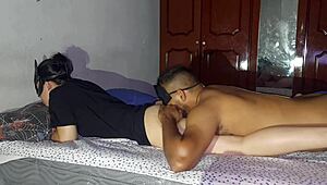 sucking a wet pussy in homemade interracial lingerie costume flashing scene