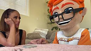 Brunette Mystic Christina BUFFS Crystal Balls with Her Tongue!