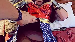 modern justice league blowjob with granny in costumes 😏