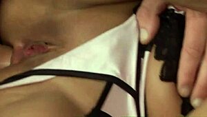 Big boobed brunette in mmf dp threesome