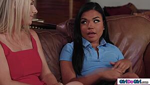 Busty Stepmom And Latina Stepdaughter Interact