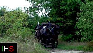 Fantastic outdoor threesome with fingering and blowjobs