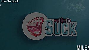 Deepthroat and fuck for horny milena in pov