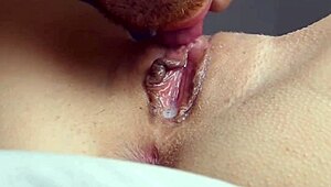 Teen amateur licks wet pussy to orgasm in close-up