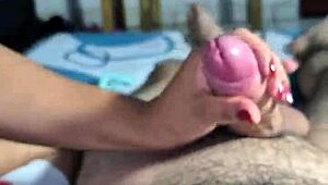 my neighbor acts polite but is a total slut i cum on her maternal milk in my cock