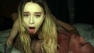 Tattooed sweetie moans as i fuck her in college quickie.