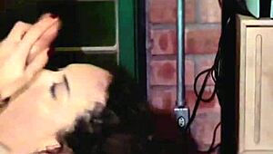 brunette latina gags on sloppy deepthroat with natural tits