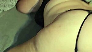 Milf displays big thong ass in panties