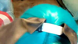 Naughty transsexual bunny with big tits and ass rides cock in cowgirl position.