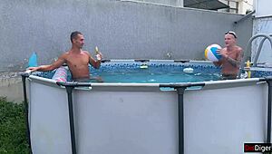 Crazy gangbang party by the pool rough sex and creampie 😈