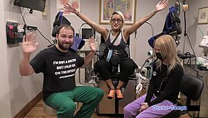 Asian nurse Channy Crossfire spreads shaved pussy for Dr. Tampa's yearly physical 😏