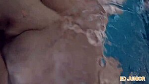 Nymphomaniac actress fucks actor in pool during recording break intensely