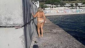 Intense Outdoor Toy Play With Wet Big Boobs And Sucking Action