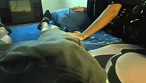 Stepsister and I watch movie alone, she sucks my cock.