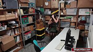 brunette shoplifter with small tits caught stealing lingerie, then fucked by police officer