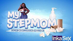 Ebony Stepmother with Huge Tits Catches Me Watching Her Videos