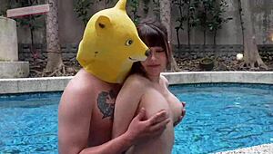 Pretty Girl's Pool Doggystyle Fucking