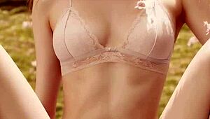 Lingerie models under the cherry blossom trees