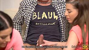 Daddy4k Old and Young FFM Trio Behind Big Mom's Back