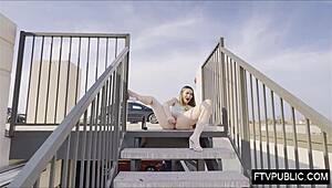 Amateur solo anal in public