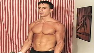 18 yr old reese rideout works out at gym.