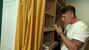 Bound panty thief gets fucked for coming home early!