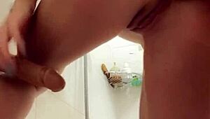 Skinny babe's tight ass gets filled with creampie in the bathroom