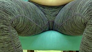 Teen babe teases her sugar daddy during workout photoshoot