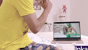 Ebony Stepmother with Huge Tits Catches Me Watching Her Videos