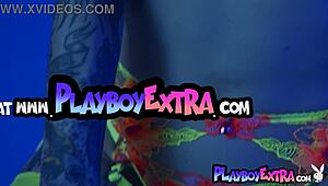 petite busty milf joanna angel slips out of her colorful neon lingerie