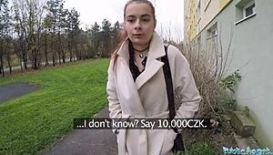 Public agent fucks Russian student with shaved pussy in stairwell