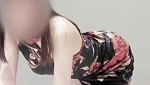 Young Brunette in Sexy One-Piece Swimsuit Pose