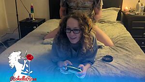 freeuse gamer girl gets dogged and creampied part 2