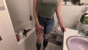 Intense Amateur Pee Desperation Golden Shower