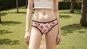 Lingerie models under the cherry blossom trees