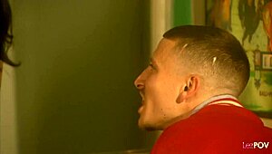 Brunette and Blonde Hang Out in Bed, Chit Chat, Turn to Romantic Lesbian Sex with Toys and Licking