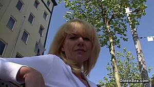 German Blonde MILF Intensely Masturbates With Vibrator On Casting