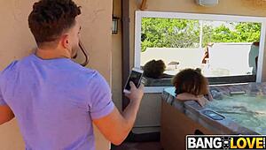 Cecilia lion spies on this petite hottie, and it leads to hardcore fucking and cumshot